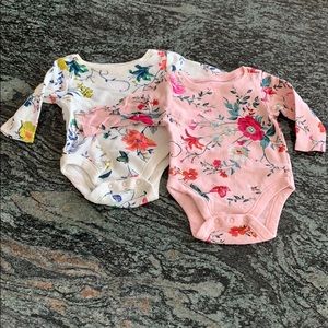 TWO Floral Waffle Knit Onesies